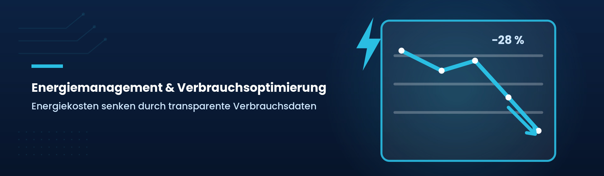 Grafik: Energiemanagement und Verbrauchsoptimierung – sinkende Verbrauchskurve mit Einsparung