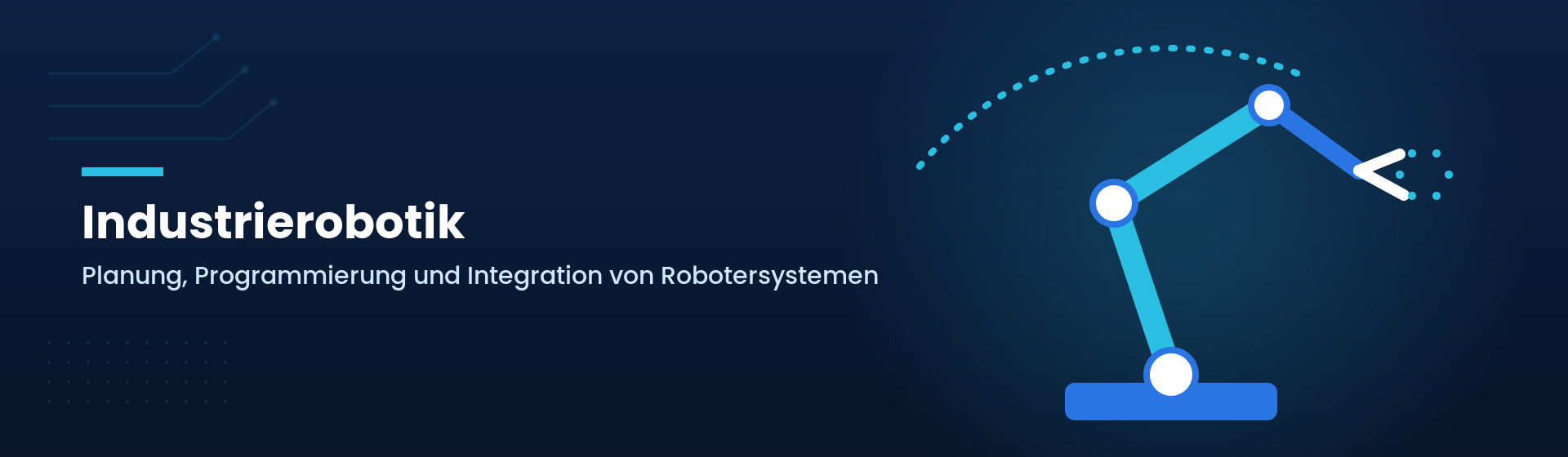 Grafik: Industrierobotik – Roboterarm mit Bewegungsbahn